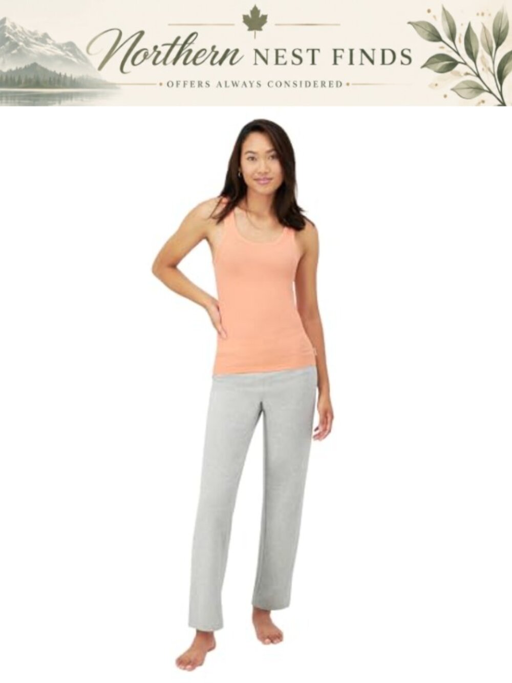 Hanes Originals 2-Piece Rib Tank & Lounge Pants Set Sleepwear